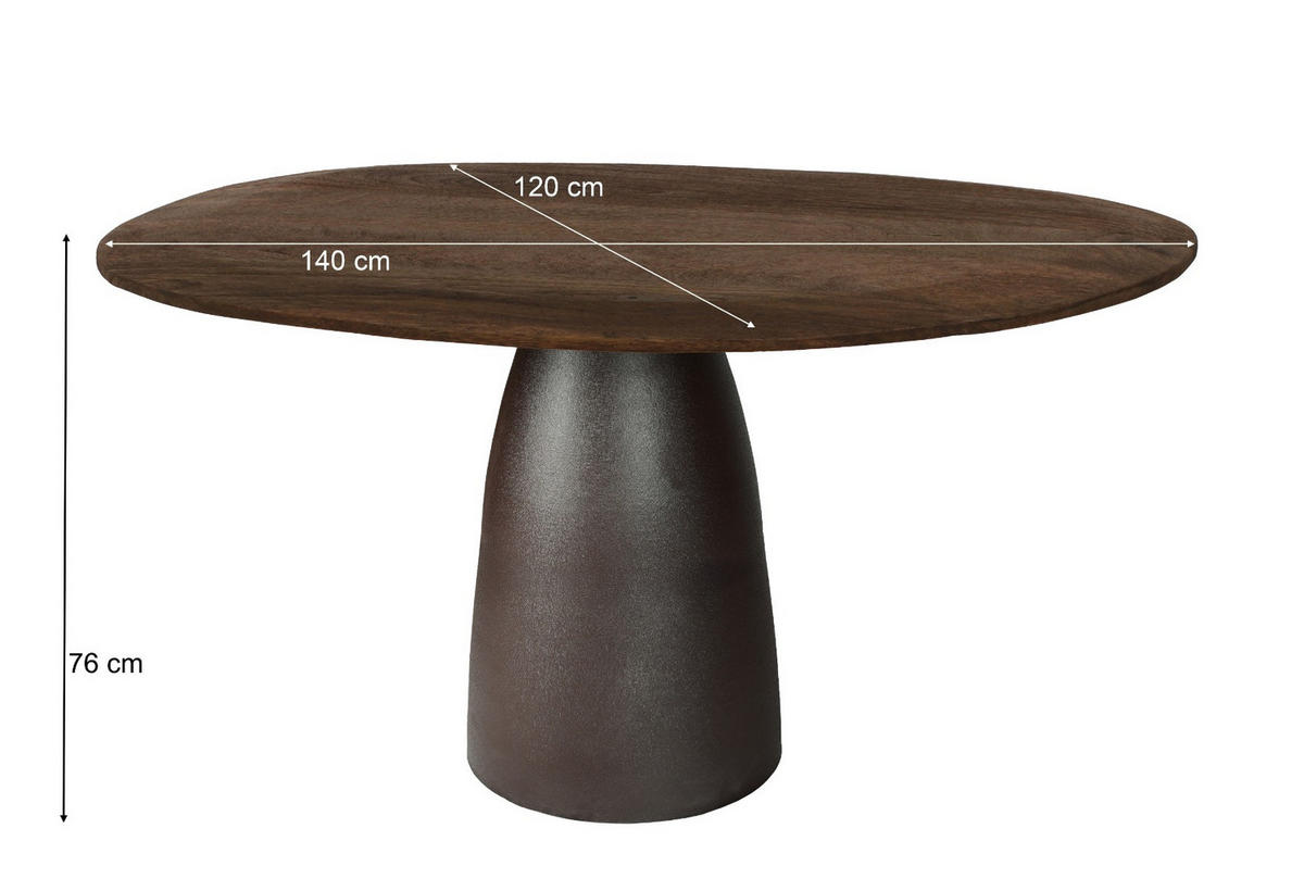 ESSZIMMERTISCH Marron Braun 140/120/76 cm - Dunkelbraun, Holz (140/120/76cm) - Livingfurn