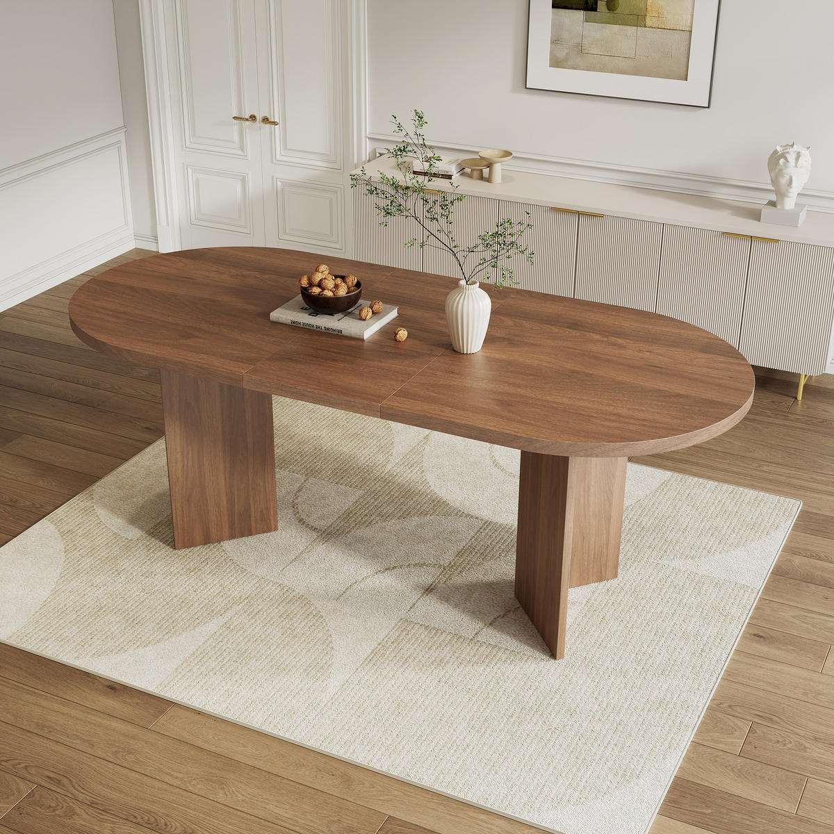 ESSTISCH 200x90cm Nussbaum Abgerundete Ecken Dicke Platte - Walnussfarben, Holzwerkstoff (90/200/75cm) - FLIEKS