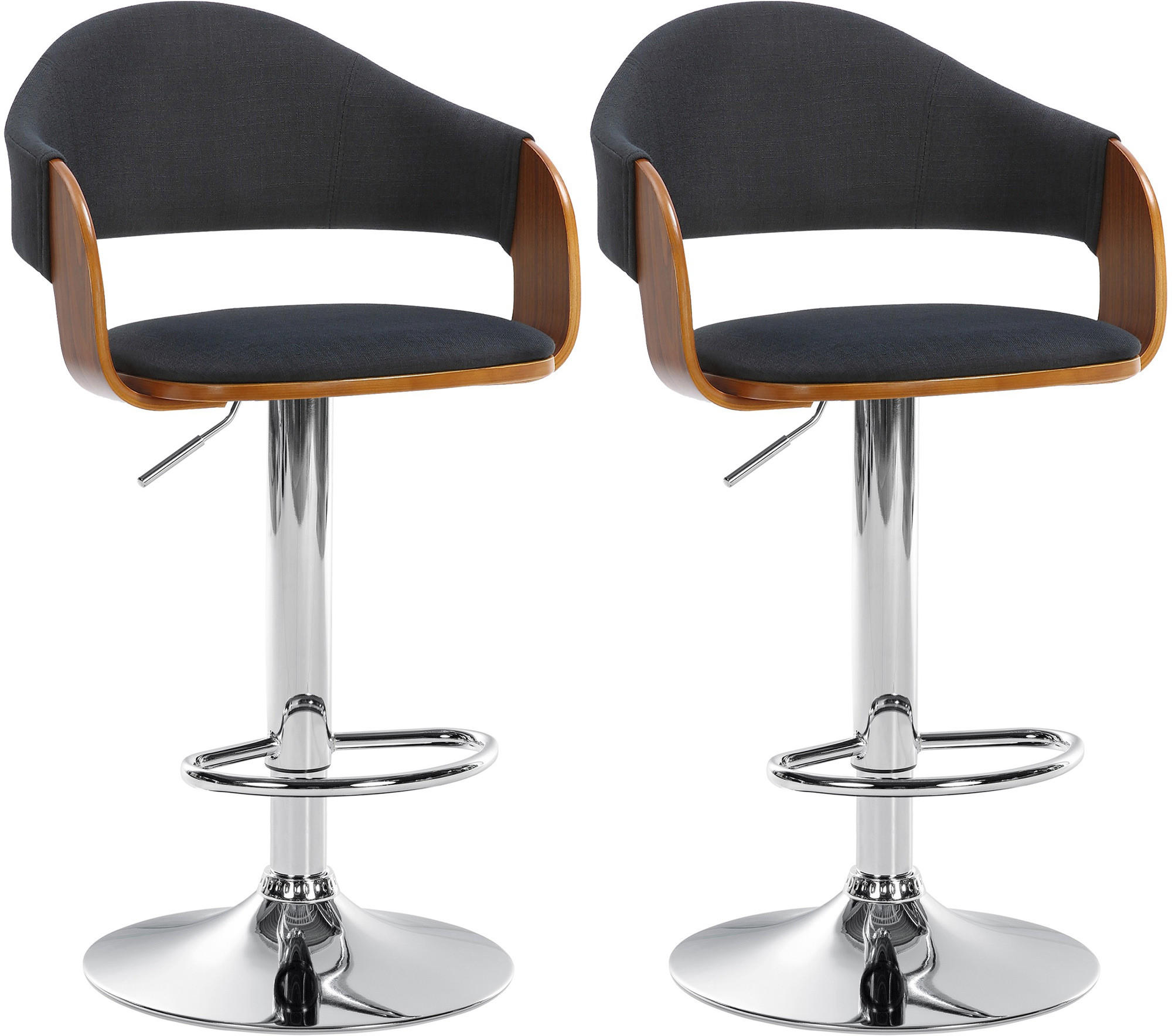 BARHOCKER 2er Set Stoff walnuss/schwarz - Walnussfarben/Schwarz, Textil (50/89/49cm) - CLP