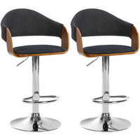 BARHOCKER 2er Set Stoff walnuss/schwarz - Walnussfarben/Schwarz, Textil (50/89/49cm) - CLP