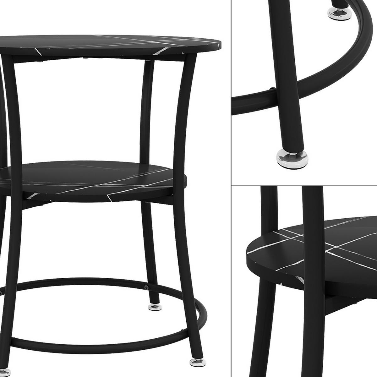 COUCHTISCH Quebec Marmor 50 x 50 cm mit Ablage - Weiß Hochglanz/Schwarz, Holzwerkstoff (50/50/55cm) - Vicco