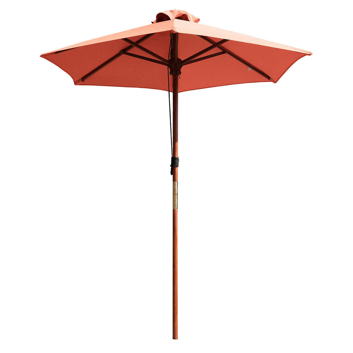 SONNENSCHIRM - Grau - Terracotta, Holz/Textil (200/200cm) - home24