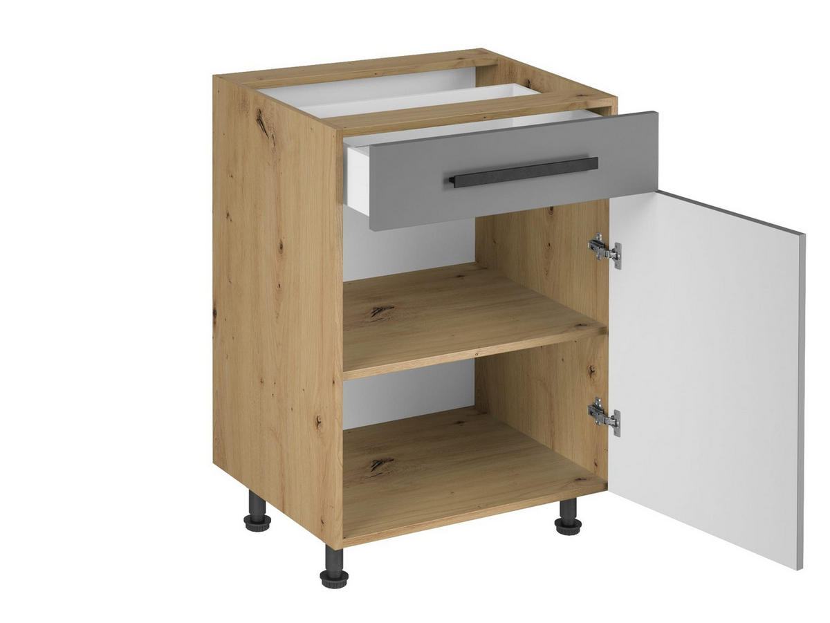 KÜCHENZEILE 140 cm - Langen K15-M140 - in Artisan Eiche / Beige - Beige/Schwarz, Holz/Holzwerkstoff (140/210/47cm)