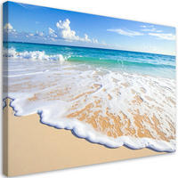BILD auf Leinwand, Tropischer Strand mit türkisfarbenem Meer - Blau, Textil (90/60cm) - Feeby
