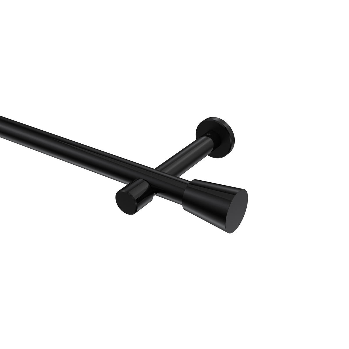 GARDINENSTANGEN-SET Prestige Sitra 260 cm (geteilt in 2 x 130 cm), 1-läufig (ohne Ringe), 20 mm Ø Schwarz - Schwarz, Metall (260cm) - INTERDECO