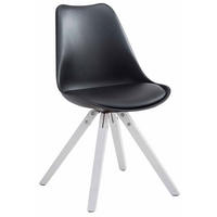 STUHL Lederlook schwarz - Schwarz/Weiß, Holz/Textil (47.5/83/55.5cm) - CLP