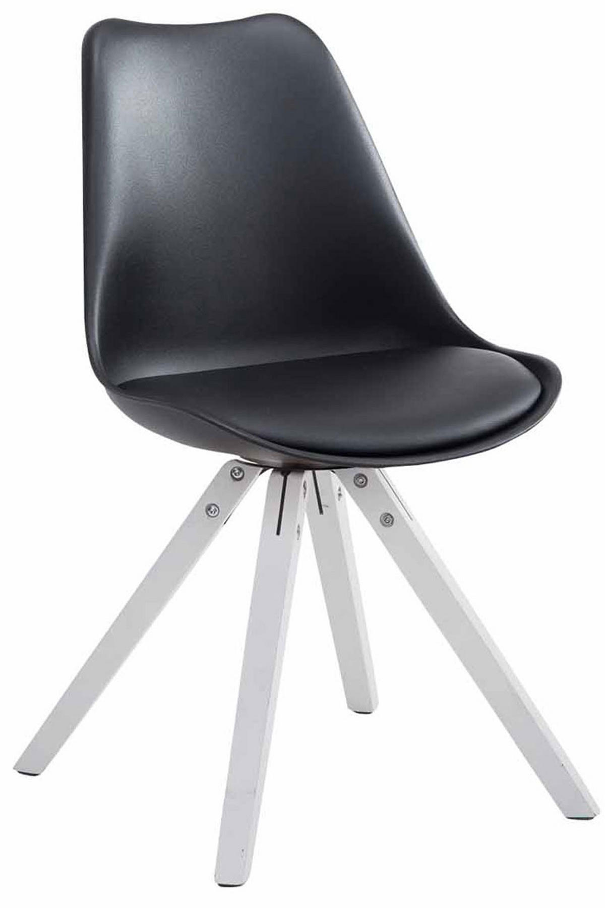 STUHL Lederlook schwarz - Schwarz/Weiß, Holz/Textil (47.5/83/55.5cm) - CLP