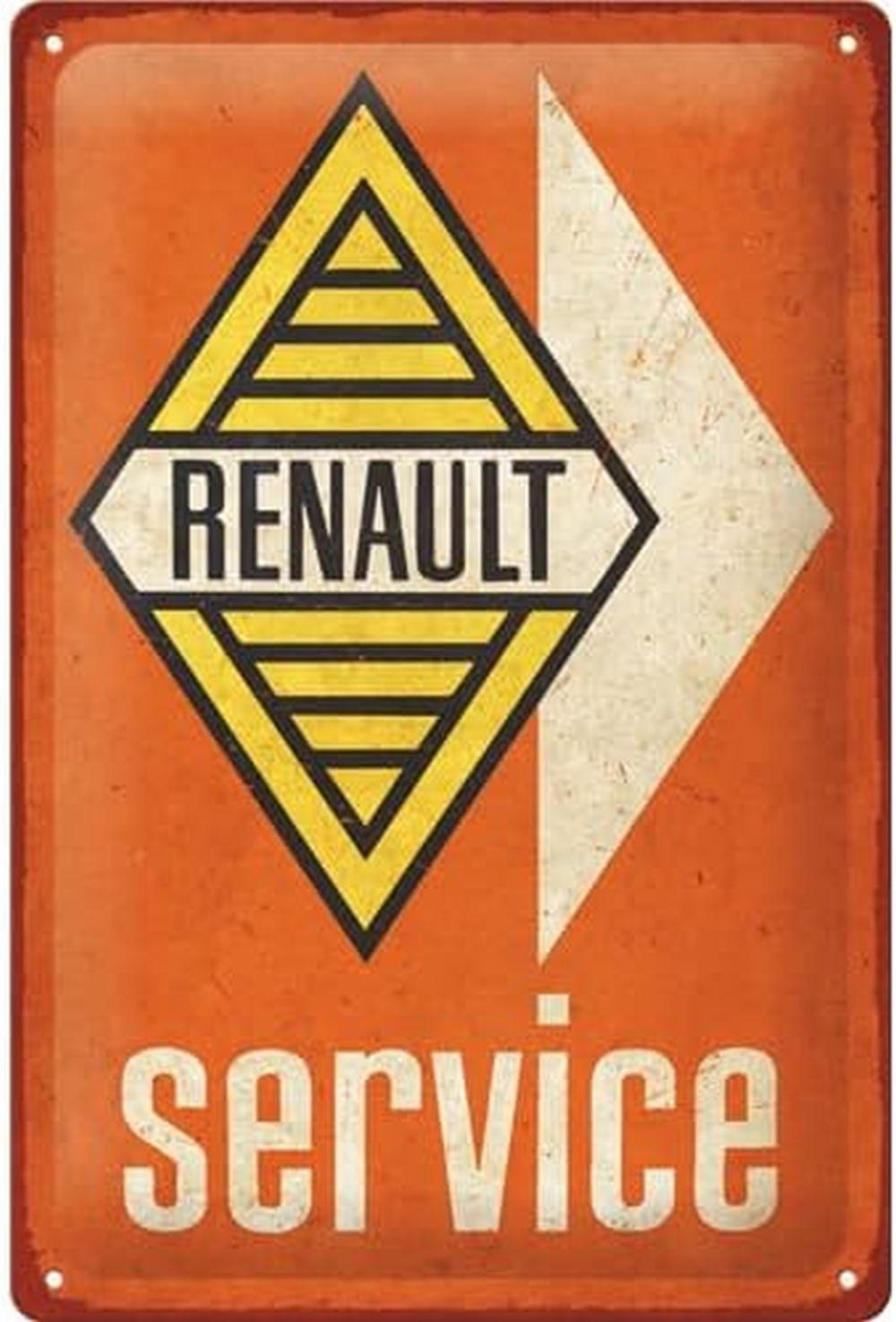BLECHSCHILD 20/30 cm Renault Service - Multicolor, Metall (20/30/0.2cm) - Nostalgic-Art