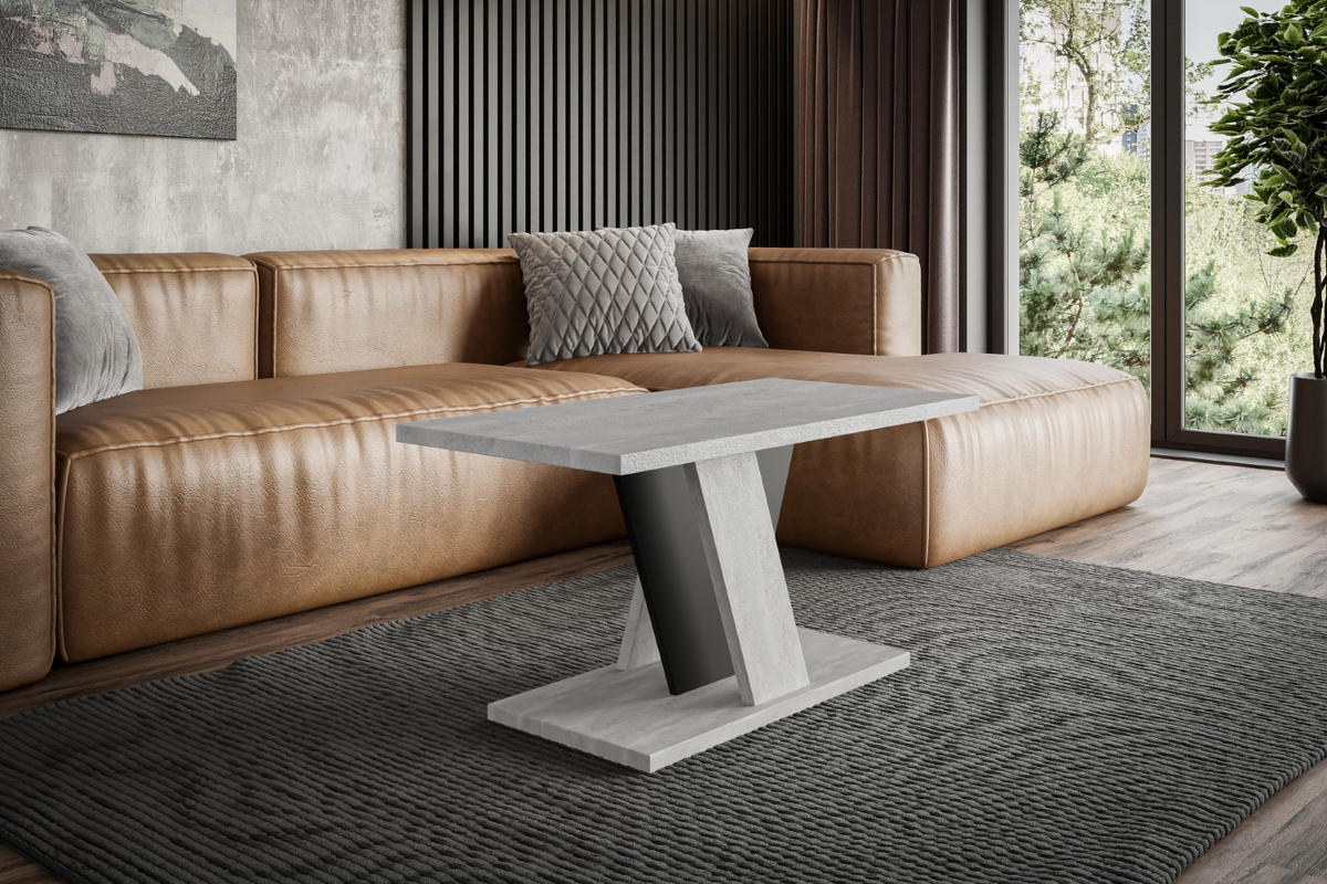 KAFFEETISCH 110x70x60 cm - Betonoptik K350 / Schwarz - INEY - Schwarz, Holzwerkstoff (110/70/60cm) - ALTDECOR