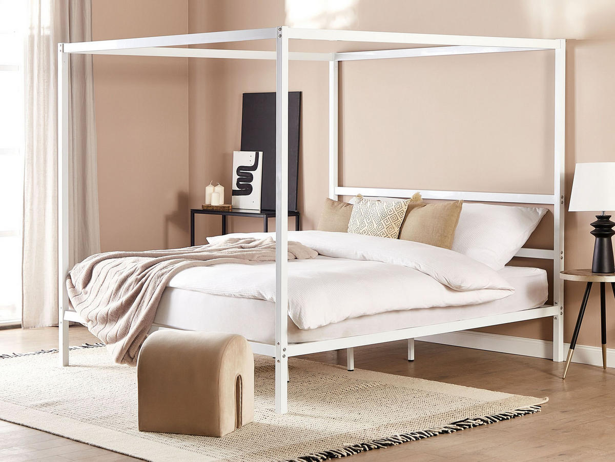 HIMMELBETT 180/200cm Weiß Lestards - Weiß, Metall (180/200cm) - Beliani
