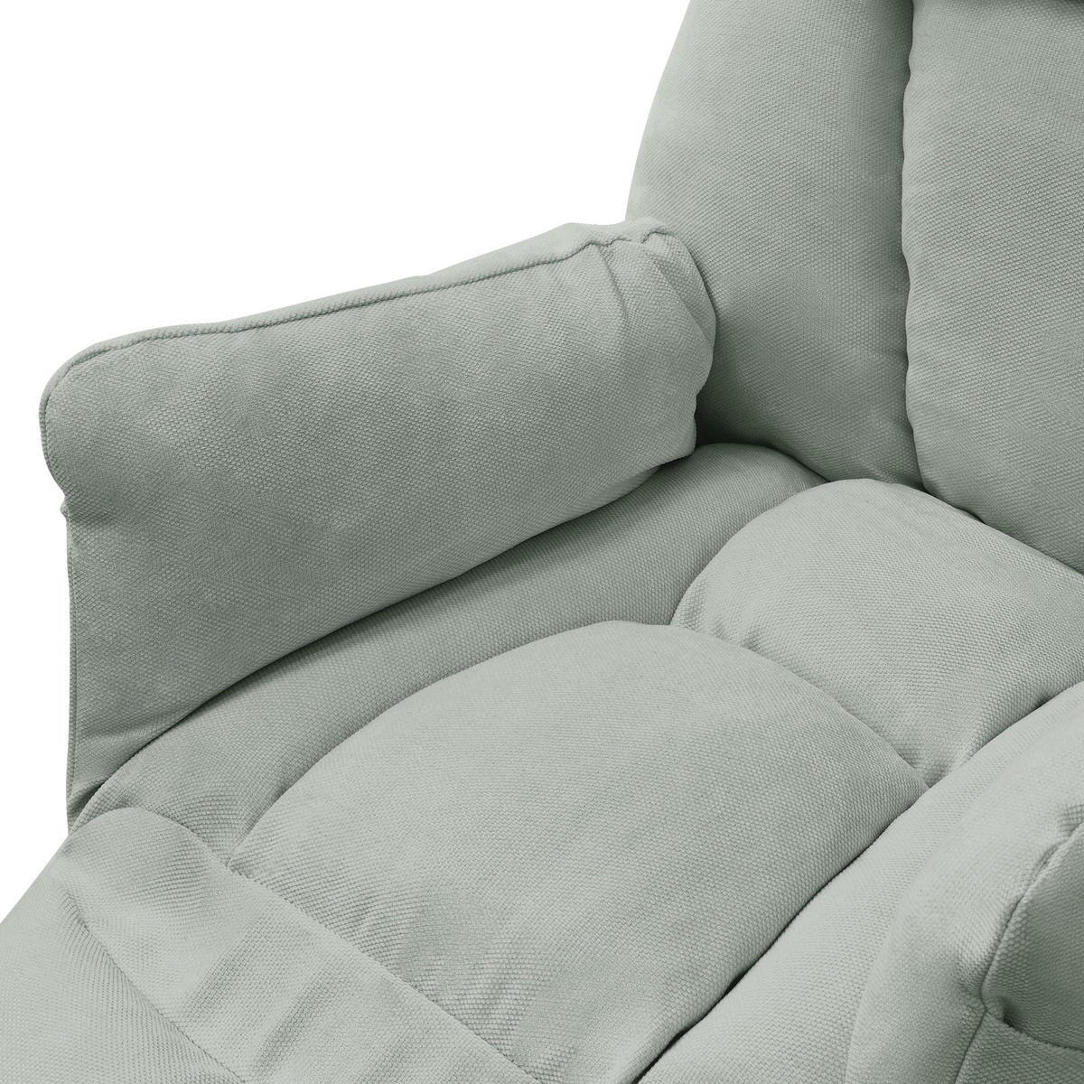 RELAXSESSEL Grau-Grün Leinenbezug verstellbar mit Armlehnen und Fußablage - Schwarz/Hellgrün, Textil/Metall (85/102/82cm) - ML-DESIGN