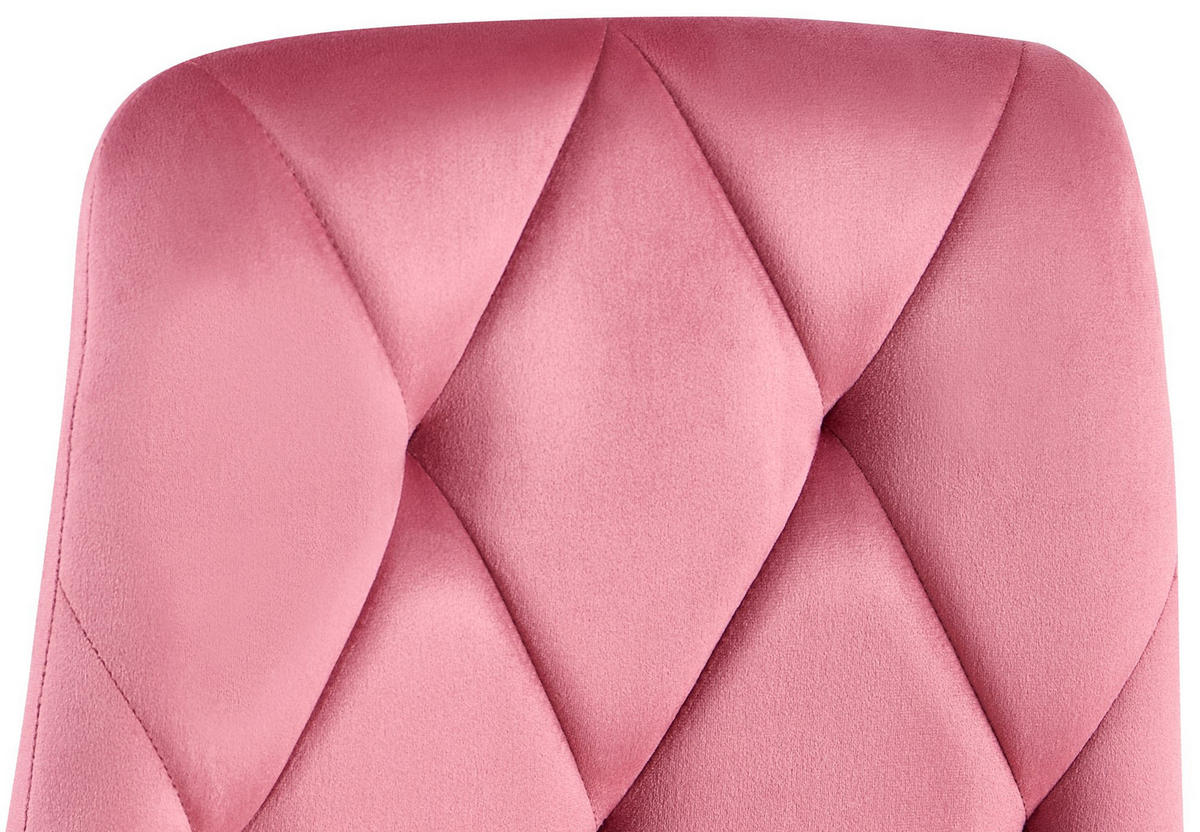 STUHL 2er Set Samt Rosa - Schwarz/Rosa, Textil/Metall (45/85/55cm) - CLP