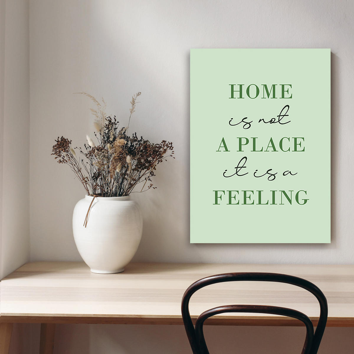WANDBILD beschriftung home - Grün, Textil (40/60cm) - Feeby