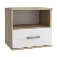 NACHTTISCH NOCTA 48/50/35 cm Weiß - Weiß/Sonoma Eiche, Holzwerkstoff (48/50/35cm) - MASSENO