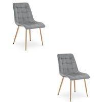 STUHL Hellgrau 49x60 cm SPLIT Samtbezug - Grau, Metall (49/59/60cm)