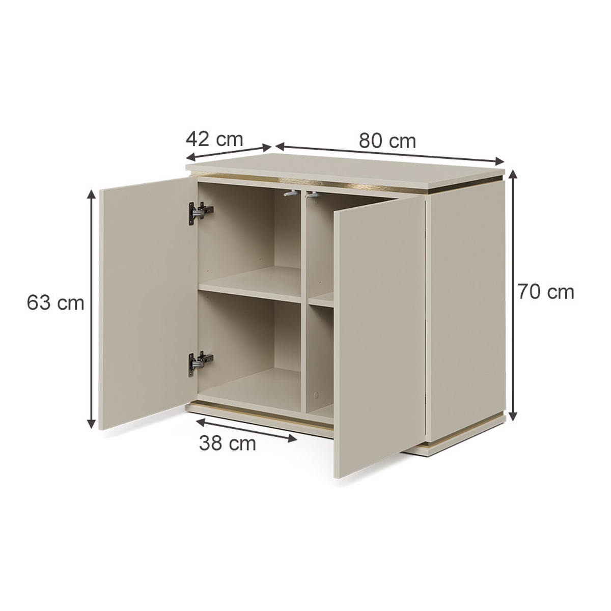 KREDENC Linette Kašmír - kašmírová, kompozitní dřevo (80/70/42cm) - Vicco