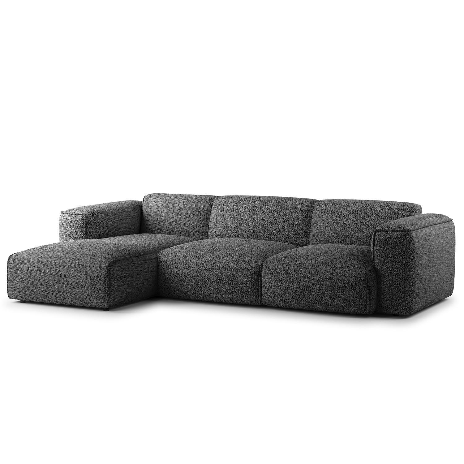 3-SITZER ECKSOFA mit Longchair - Anthrazit/Schwarz, Kunststoff/Textil (284/173cm) - home24