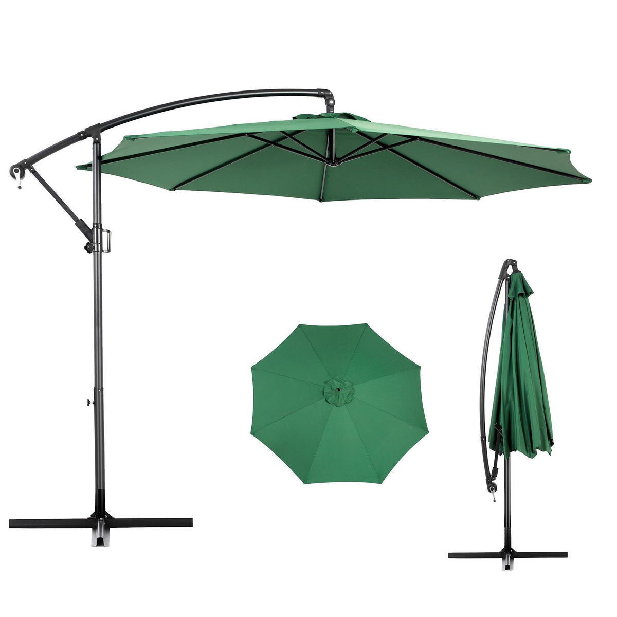 SONNENSCHIRM 295x295cm,Ampelschirm,Gartenschirm,Aluminium,Sonnenschutz,Dunkelgrün - Dunkelgrün, Metall (295/295cm) - LVHOM