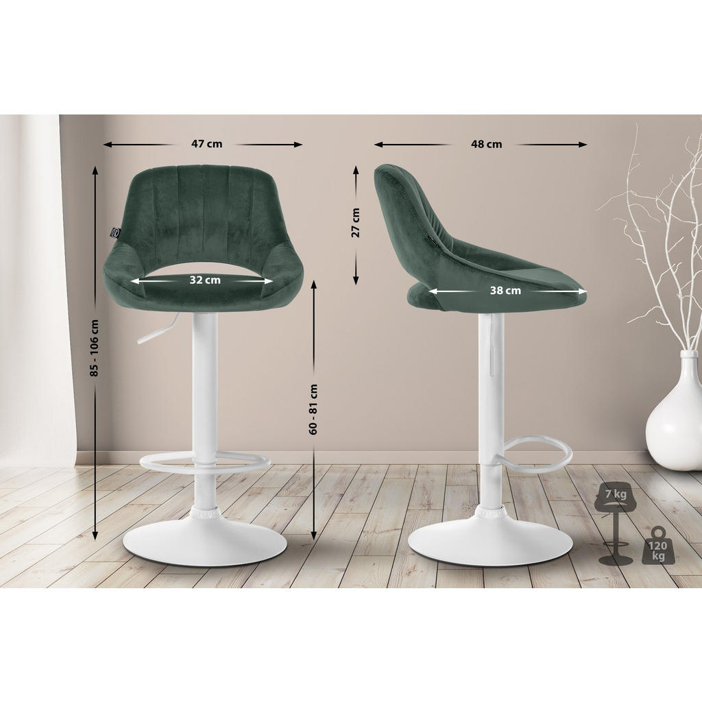 Thumbnail - CLP Barhocker, Grün, Textil, 47x85x48 cm, Esszimmer, Barmöbel, Barhocker