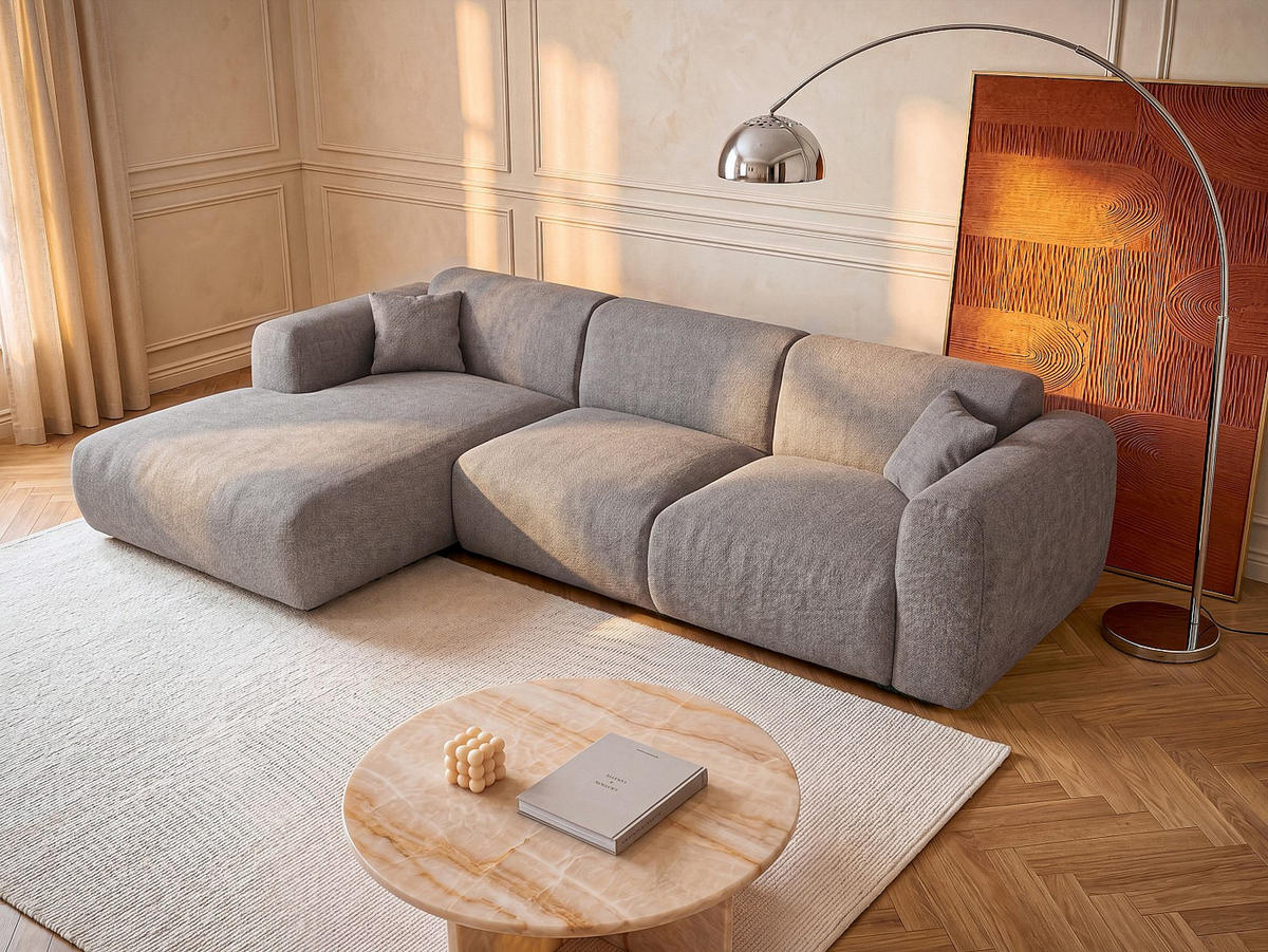 SOFA - 5 Personen - stoff - grau Pogni - Grau, Kunststoff/Textil (280/73/165cm) - Vente-Unique