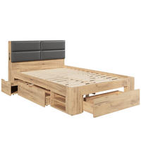 KINDERBETT 140/200 cm mit USB und Stauraum, DE-41825, in Naturfarbe - Naturfarben, Holzwerkstoff (140/200cm) - ComfortXL