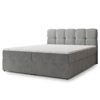BOXBETT MERU 140x200 cm mit Matratze und Topper - Hellgrau - Hellgrau, Holz (140/200cm) - MASSENO