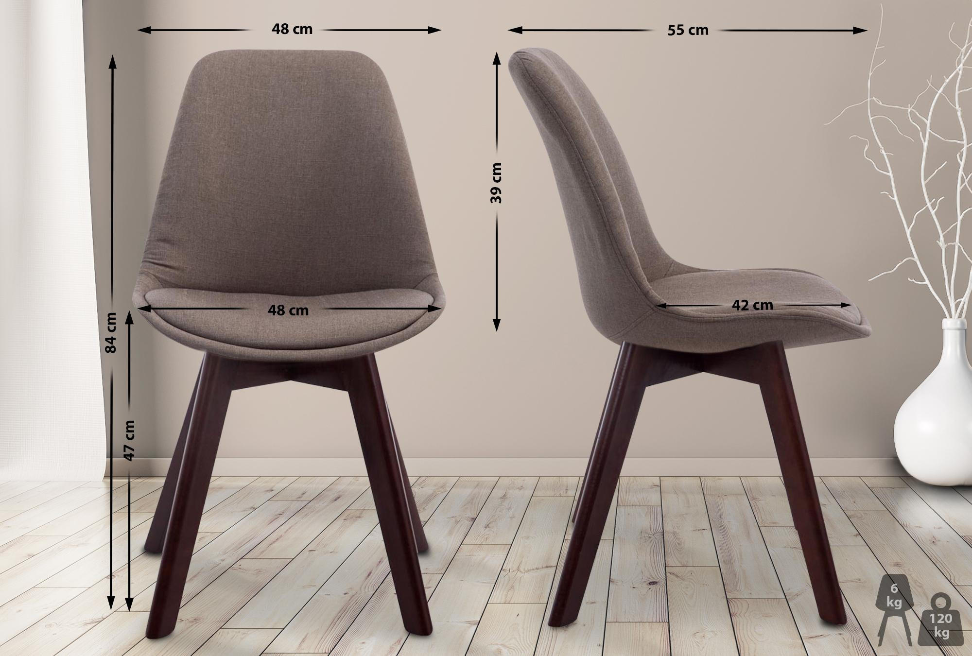 STUHL Stoff Taupe - Taupe/Walnussfarben, Holz/Textil (48/84/55cm) - CLP