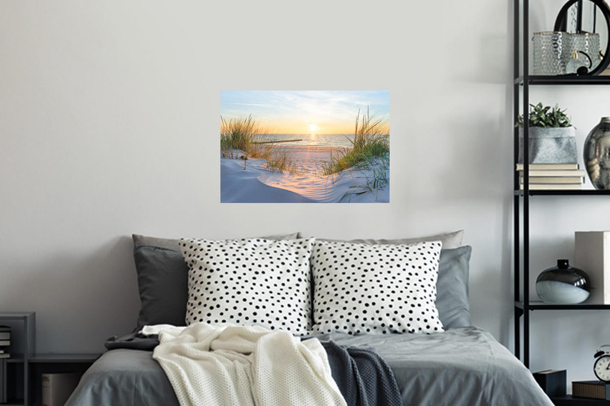 WANDTATTOO Strand - Sonne - Düne - Gras - Sand - Horizont 60x40 cm - Hellblau, Kunststoff (60/40/0.1cm) - MuchoWow