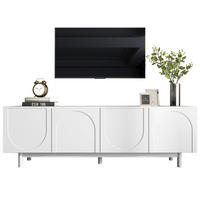 TV-SCHRANK 175/38/56 cm weiß Partikelwerkstoff mit 4 Türen im Push-to-Open-Design - Weiß, Holzwerkstoff (175/56/38cm) - OKWISH