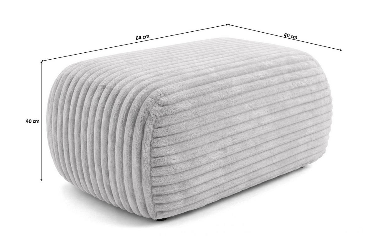 HOCKER Sitzpouf Für Wohnzimmer, Cordstoff Tilia, Grau, BIS - Grau, Holz (64/40/40cm) - Kaiser Möbel
