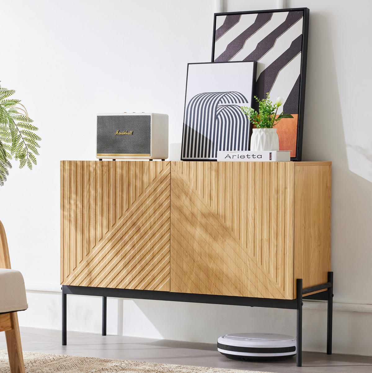 SIDEBOARD 100/40/75 cm aus Spanplatte mit Metallbeinen Natur - Naturfarben, Holzwerkstoff (100/75/40cm) - Modenvie