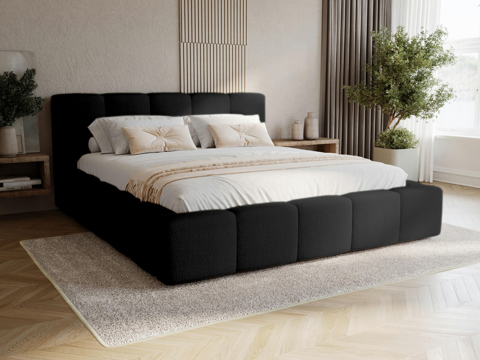 POLSTERBETT mit Lattenrost LARAS 140x200 Schwarz - Schwarz, Holzwerkstoff (140/200cm) - Compleo24