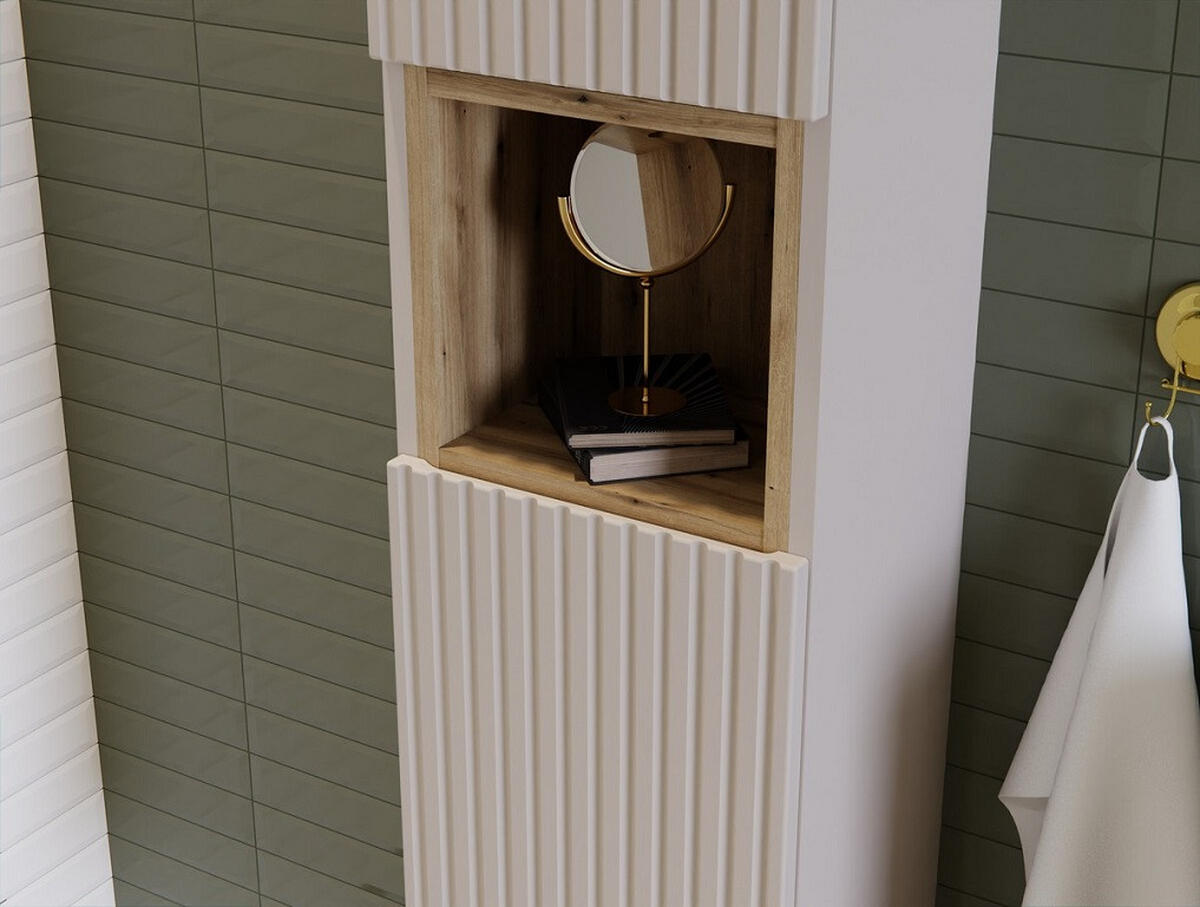 BADMÖBEL-SET 5 Teile Nova Cashmere N BM150 in Kaschmir Matt/ Weiß Matt - Kaschmir/Weiß, Holz (80/57/40cm)