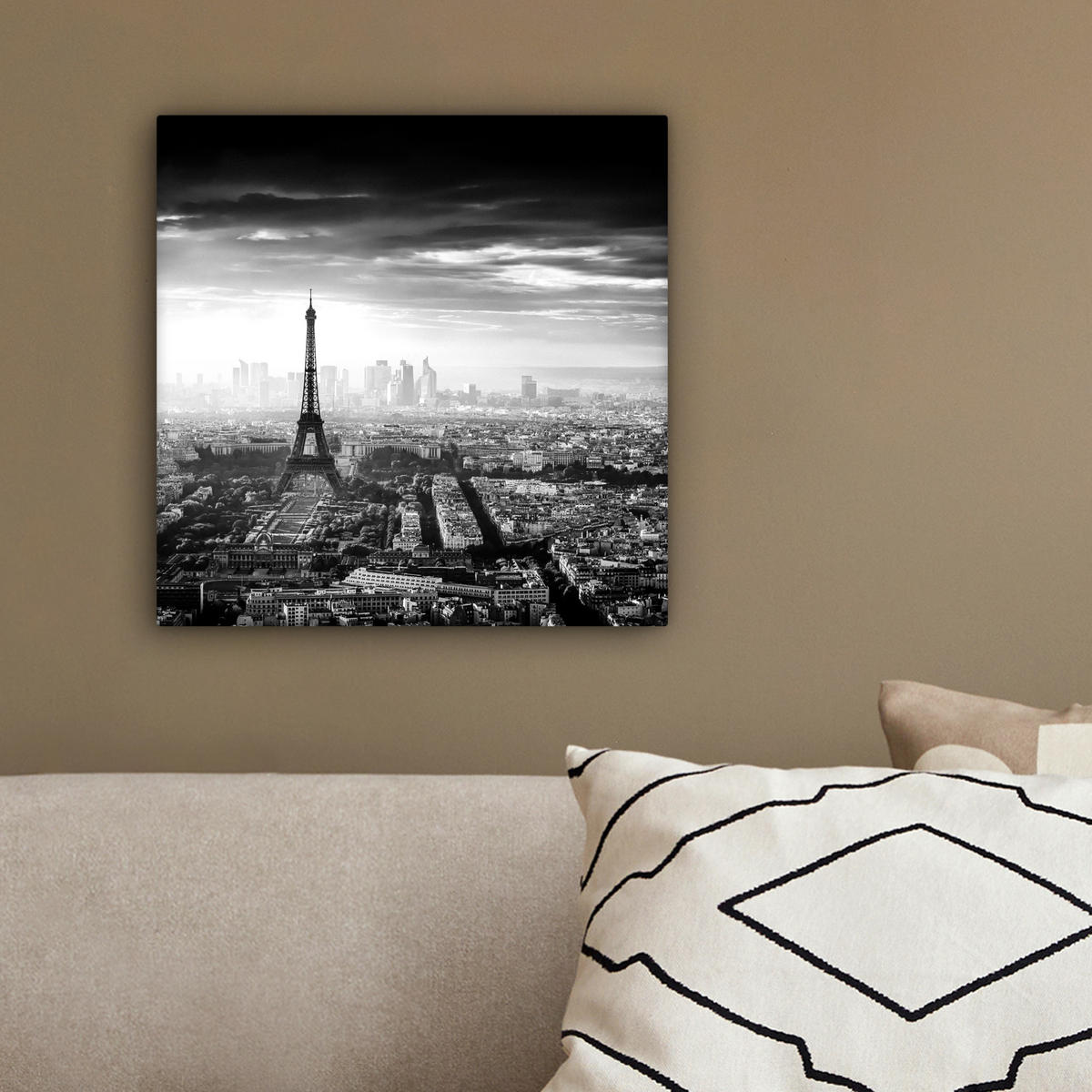 LEINWANDBILD Paris - Skyline - Eiffelturm - Stadt - Wolken 20x20 cm - Dunkelgrau, Textil (20/20cm) - MuchoWow