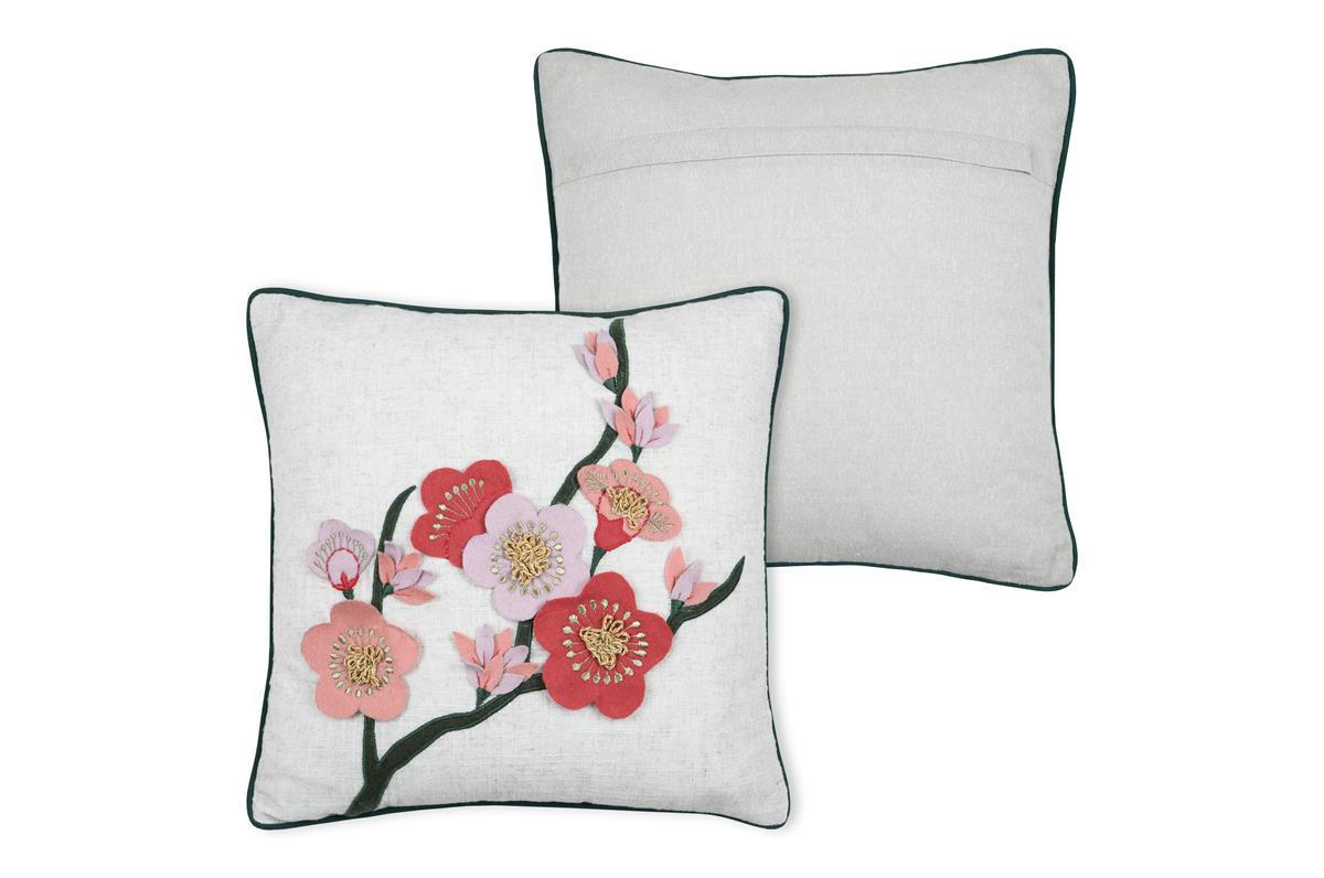 DEKOKISSEN mit Verzierung Scarlett 40/40/5 cm - Multicolor, Naturmaterialien (40/40cm) - STOF