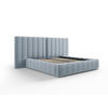 BETT mit Bettkasten und Doppelkopfteil Kelp aus Samt hellblau 140x200cm - Hellblau, Textil (140/200cm) - Micadoni