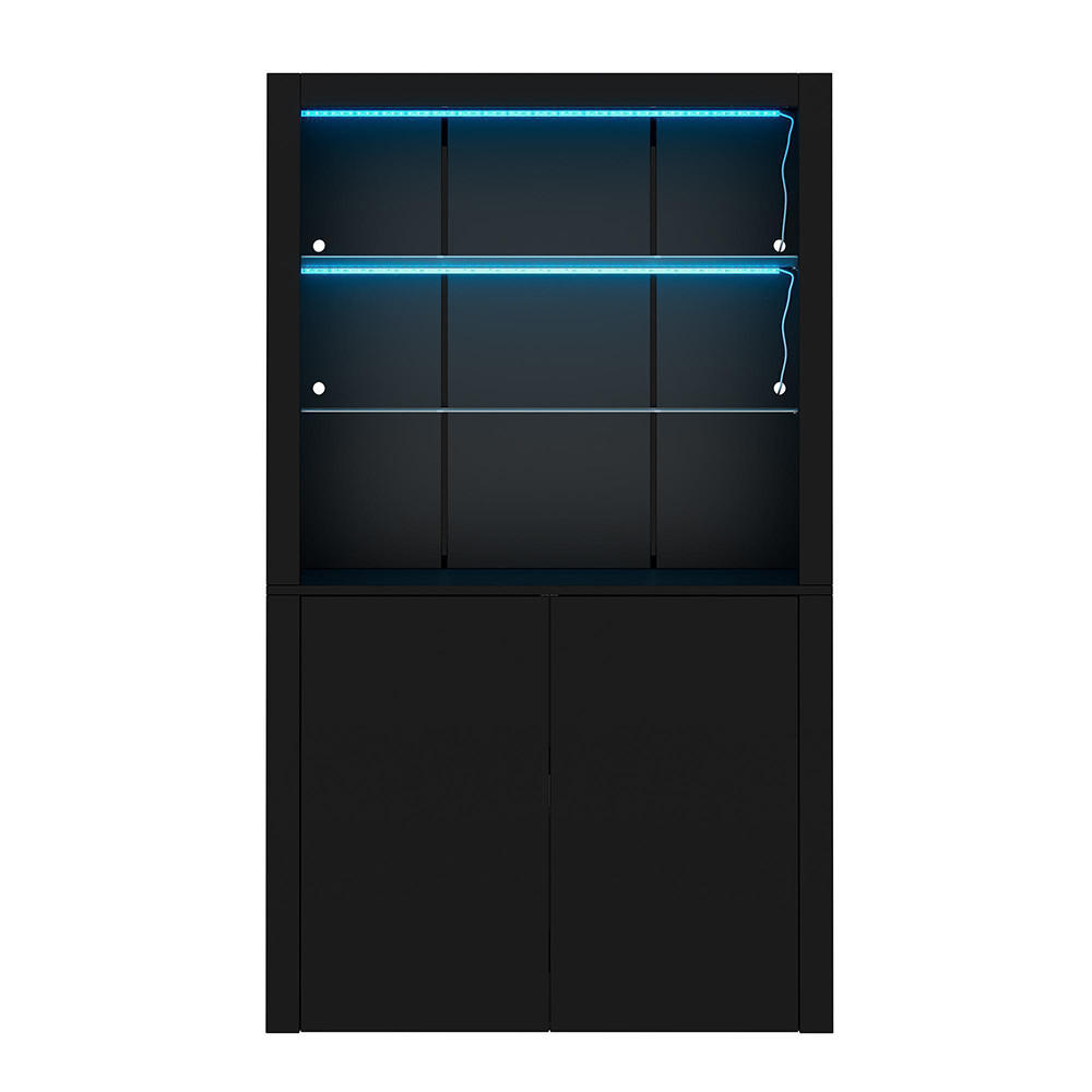 VITRINE 100x35x170cm in Schwarz - Schwarz, Holzwerkstoff (35/170/100cm) - KOMHTOM