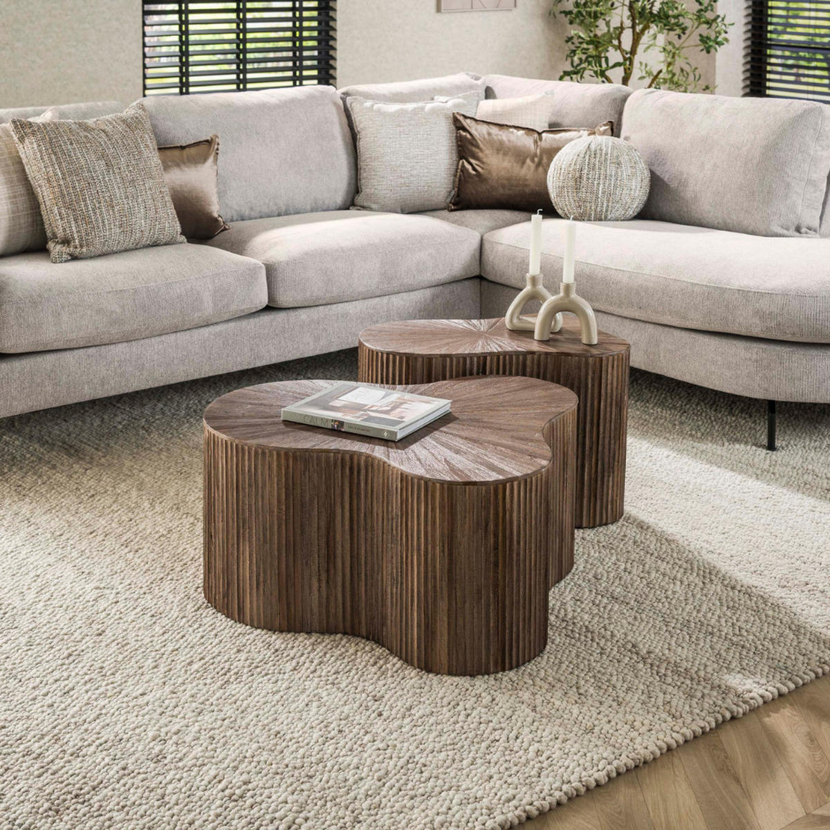 COUCHTISCH ENNIO TROFOGLIO Organische Blocktische in dunklem Teak - Braun, Holz (66/77/38cm) - alesvelt