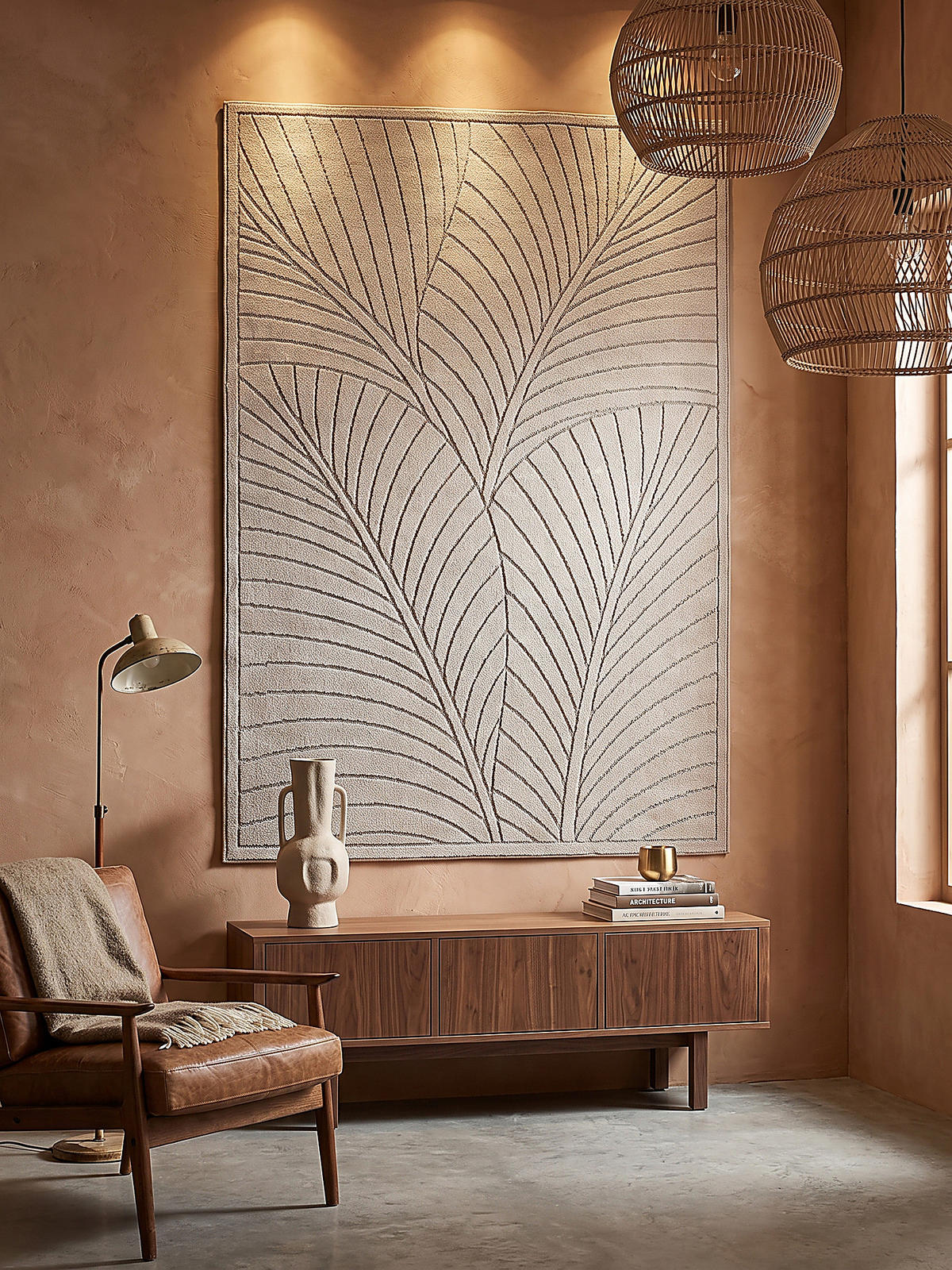 TEPPICH Outdoor, Fußbodenheizung-geeignet, mit Blattmotiv, ENGADIN in Beige, 120 x 170 cm - Beige, Textil (120/170cm) - KADIMA DESIGN