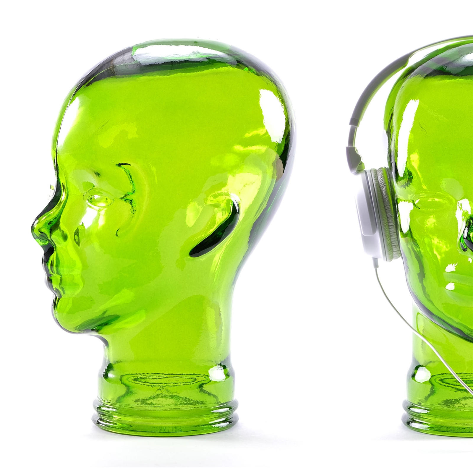 KOPFHÖRERSTÄNDER MICK Glas transparent grün - Grün, Glas (21/29/21cm) - DESIGN DELIGHTS