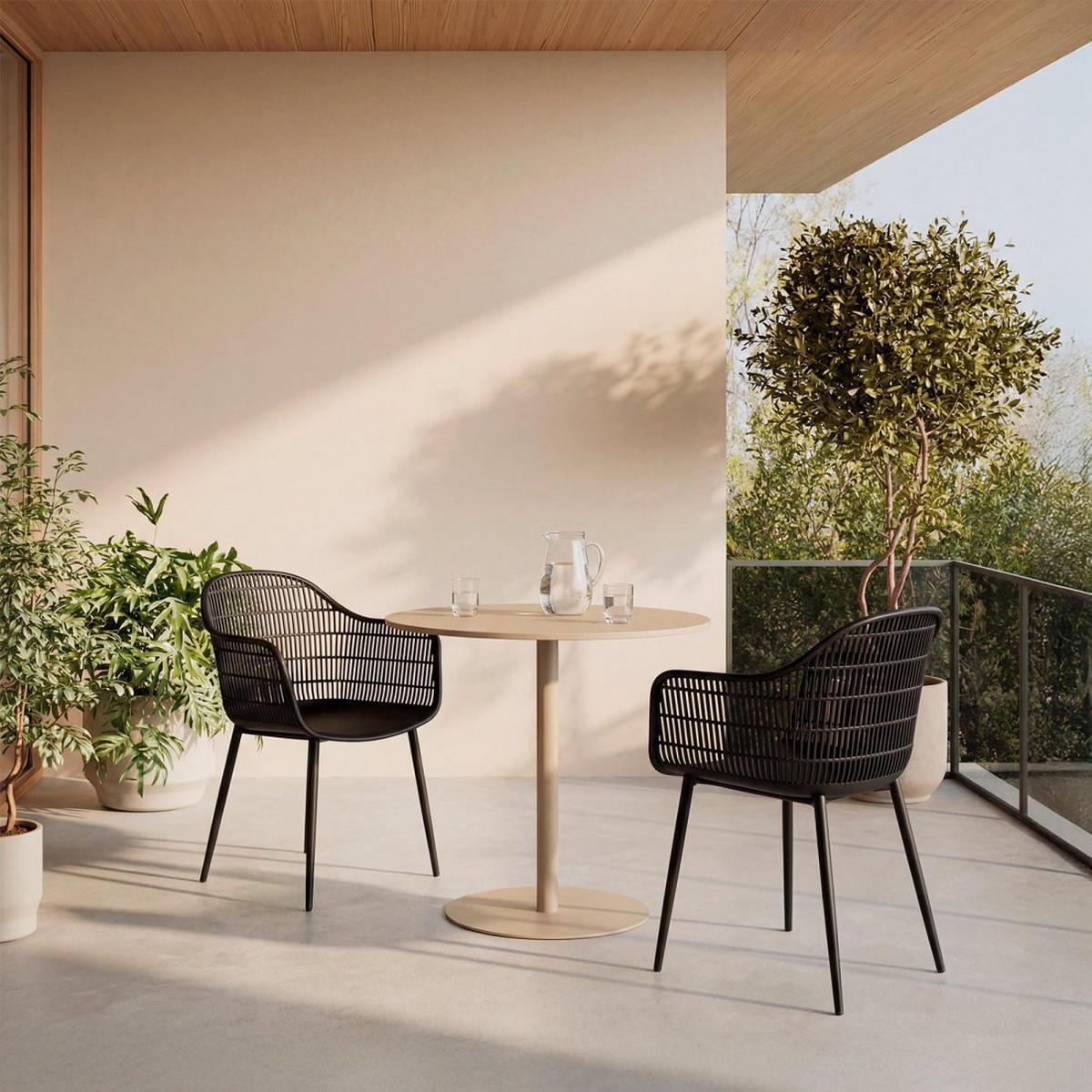 GARTENSTUHL Layna Schwarz 62 cm x 86 cm 4er-Set - Schwarz, Kunststoff (62/86/55cm) - Klast Home