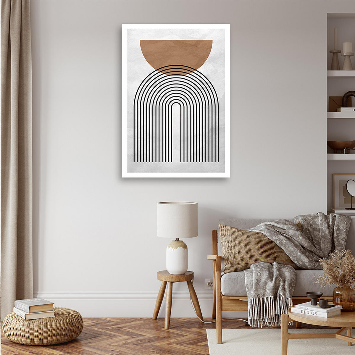 WANDBILD geometrische boho kreise - Grau, Textil (40/60cm) - Feeby