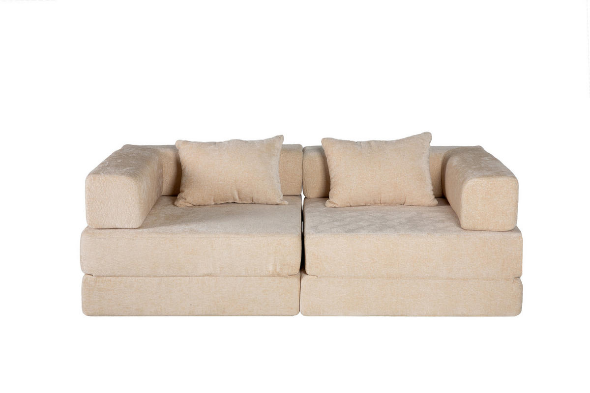 SCHLAFSOFA 2-in-1 faltbar ohne Montage, DE-42526, Beige - Beige, Textil (200/63/100cm) - ComfortXL