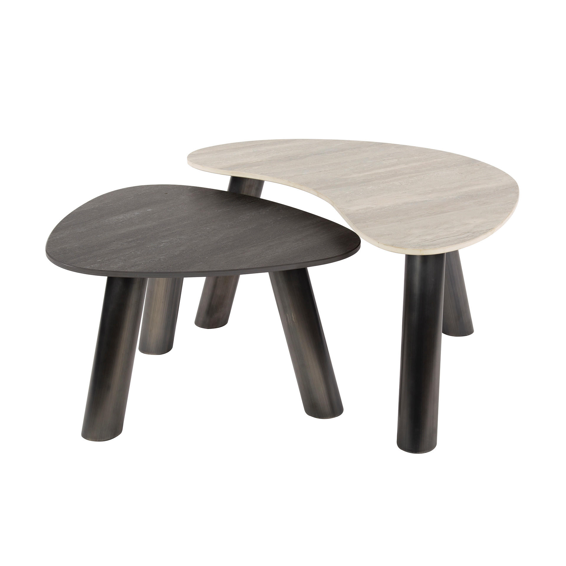 COUCHTISCH Twin - Grau - 75/88/41 cm - 2er-Set - Grau, Keramik (75/88/41cm) - Hoyz Collection