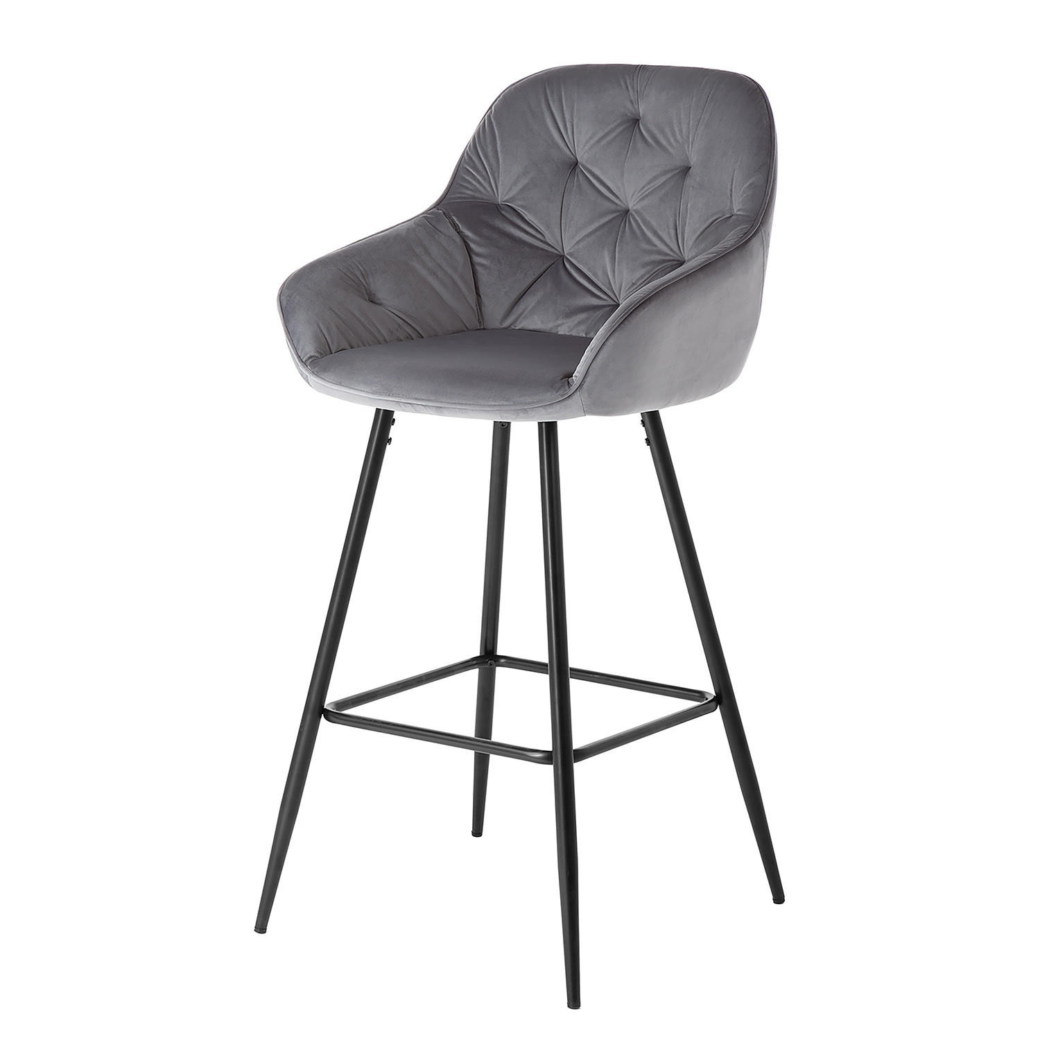 BARSTUHL - Grau, Textil/Metall (52/107/55cm) - home24