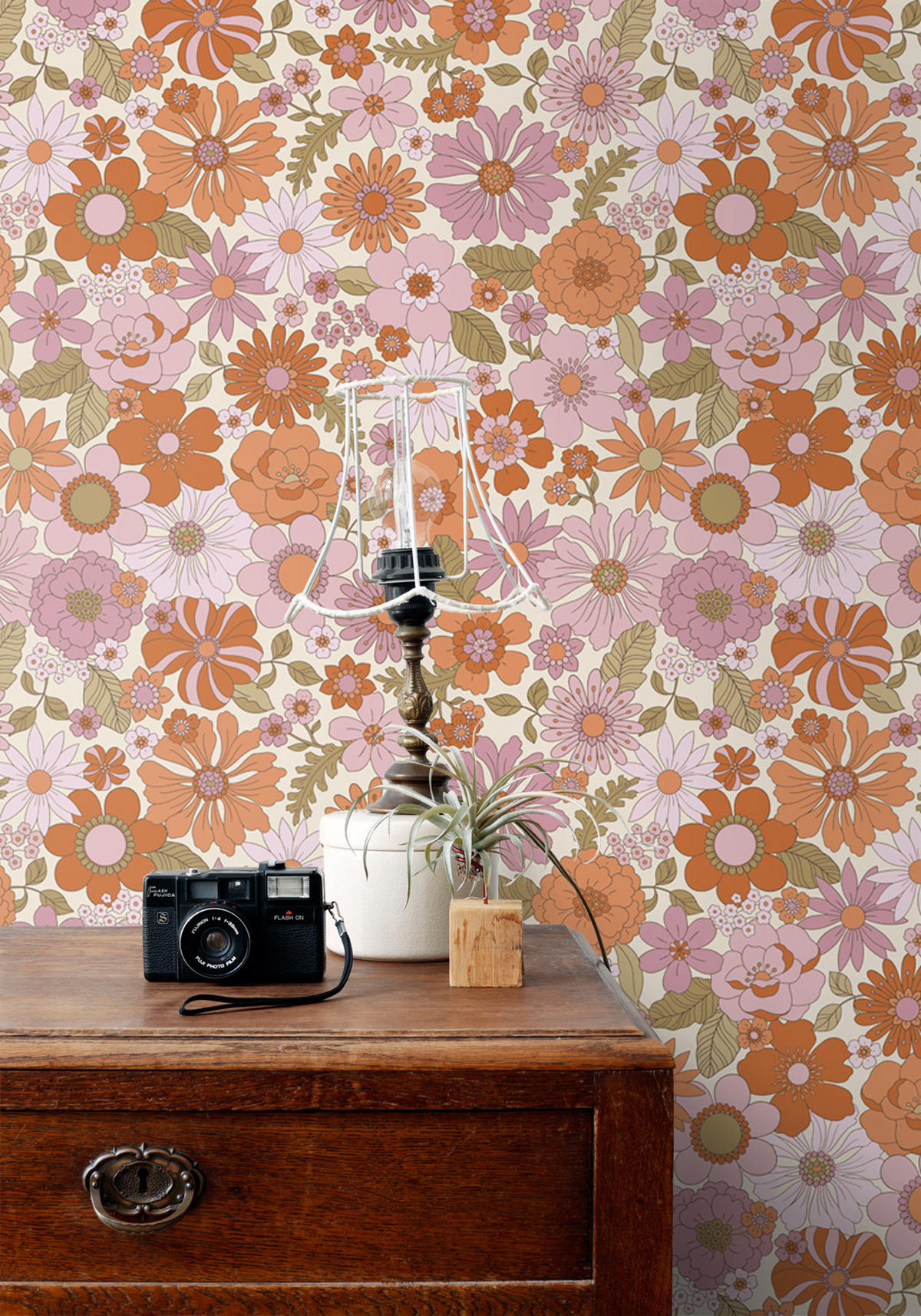 TAPETE Retro Blumen 53 cm x 10.05 m - Lila, Papier (53/1000cm) - ESTAhome