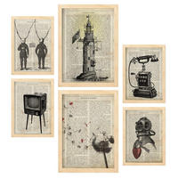 POSTER Set Mit 6 Vintage-Ästhetik Größe A3 & A4 Rahmen aus hellem Holz - Beige, Papier (29.7/1cm) - Nacnic