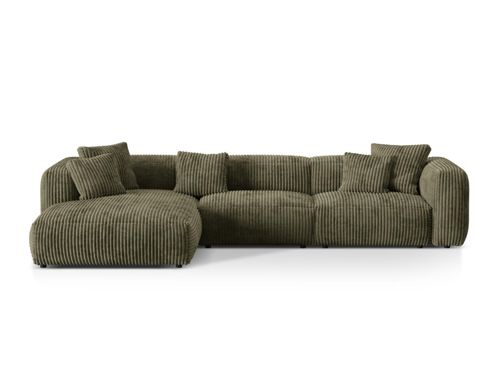 ECKSOFA modular links Martina aus Cord moosgrün 3 Sitzplätze - Salbeigrün, Textil (176/332cm) - Micadoni
