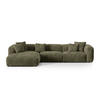 ECKSOFA modular links Martina aus Cord moosgrün 3 Sitzplätze - Salbeigrün, Textil (176/332cm) - Micadoni