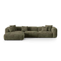 ECKSOFA modular links Martina aus Cord moosgrün 3 Sitzplätze - Salbeigrün, Textil (176/332cm) - Micadoni